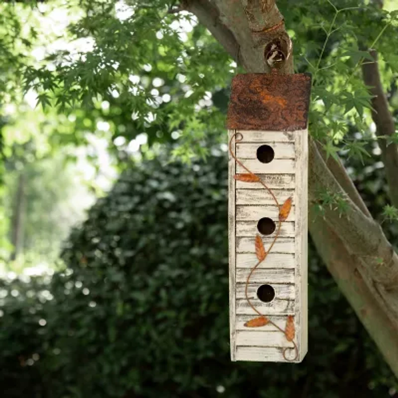 Glitzhome 18in Distressed Solid Wood Bird House