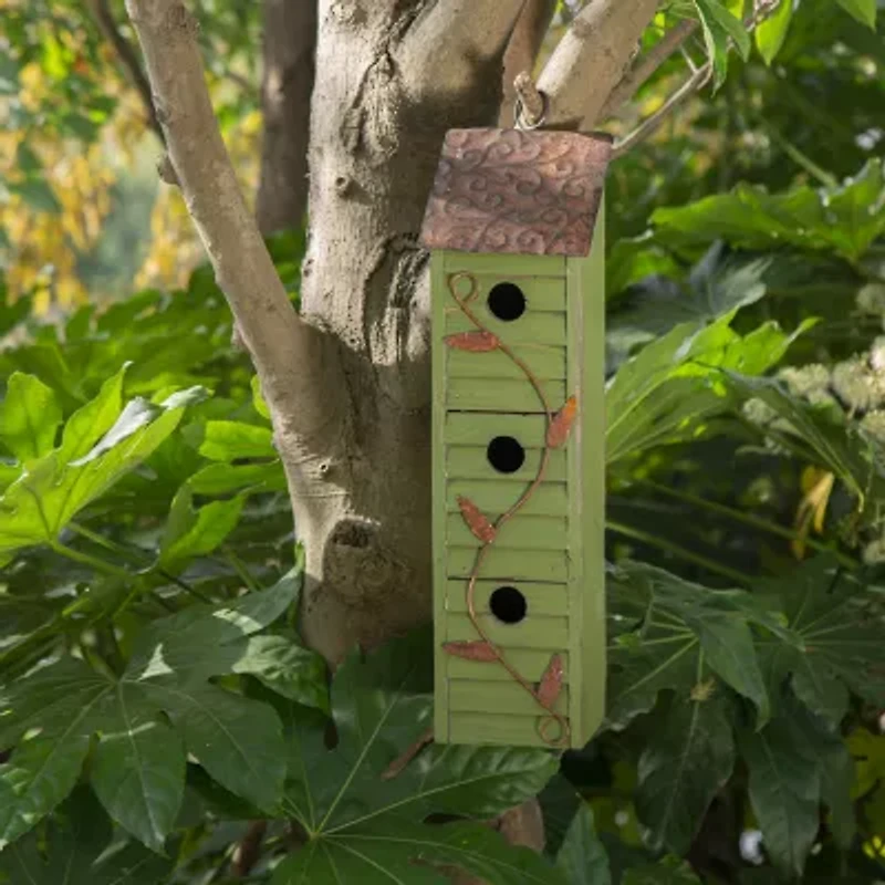 Glitzhome 18in Distressed Solid Wood Bird House