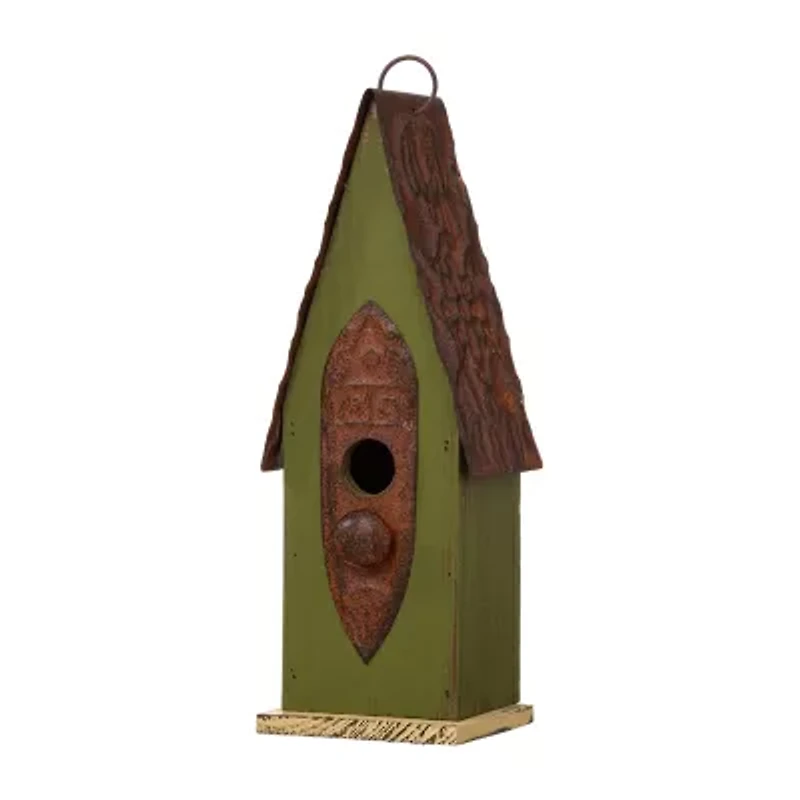 Glitzhome 13.25in Distressed Solid Wood Bird House
