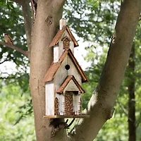 Glitzhome 23.5in Extra Large Wood White Bird House