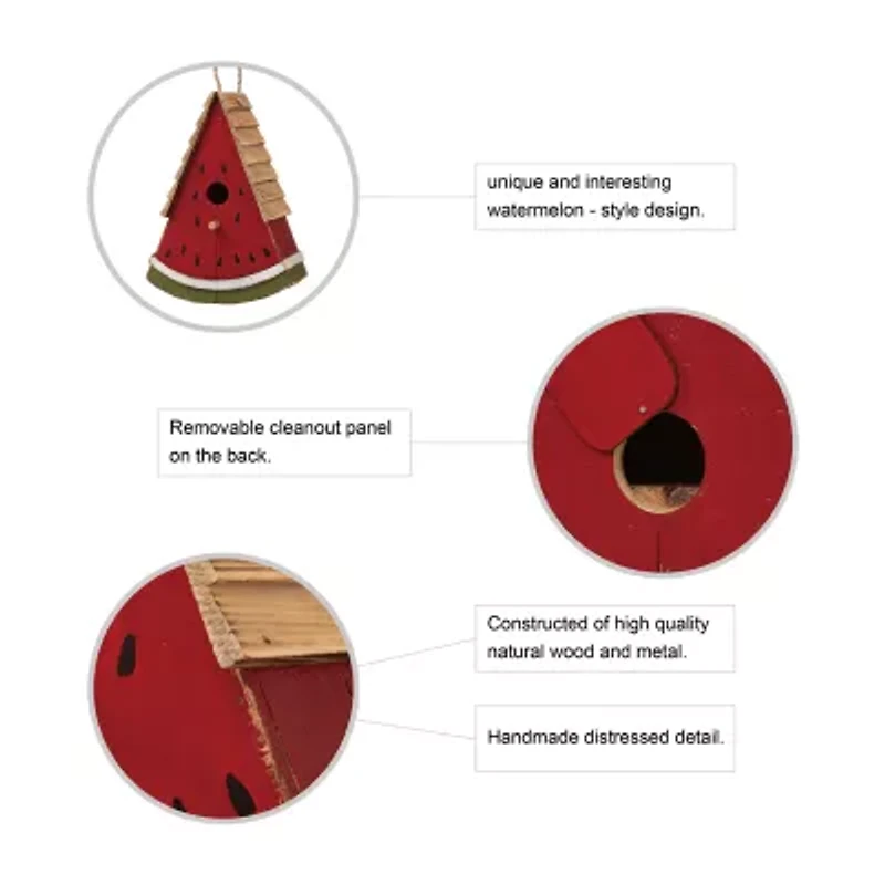 11" Height Watermelon Wood Birdhouse