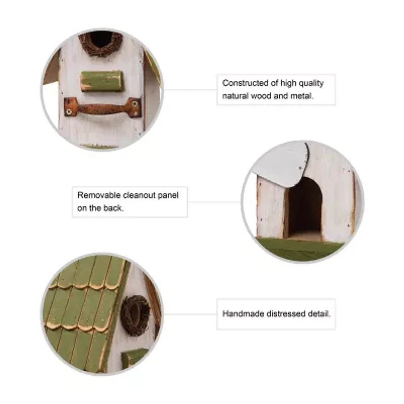 Glitzhome 10.5in Wood Roof Bird House