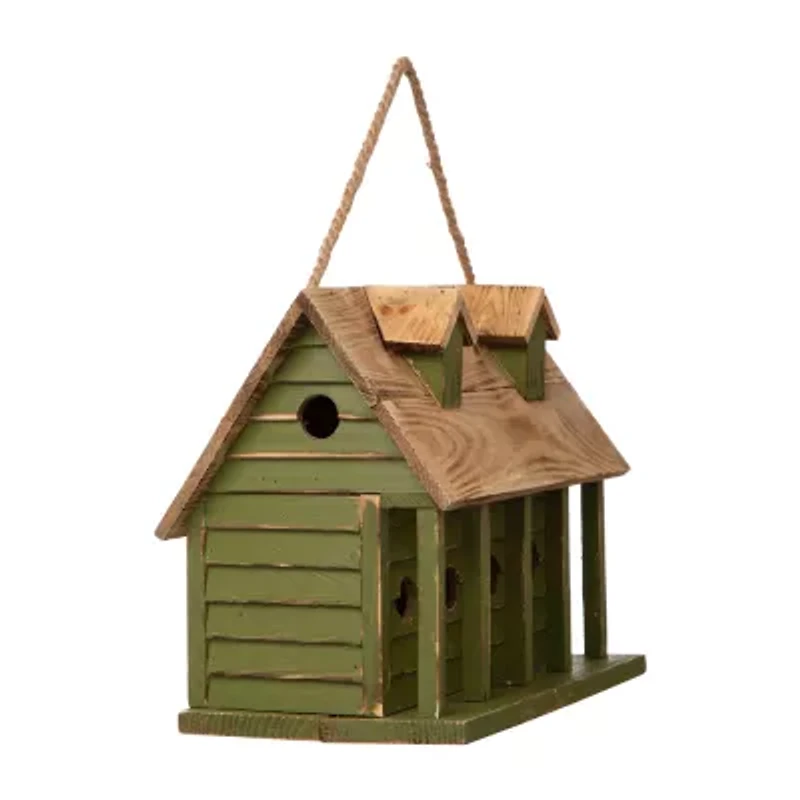 Glitzhome 14.25in Distressed Solid Wood Bird House
