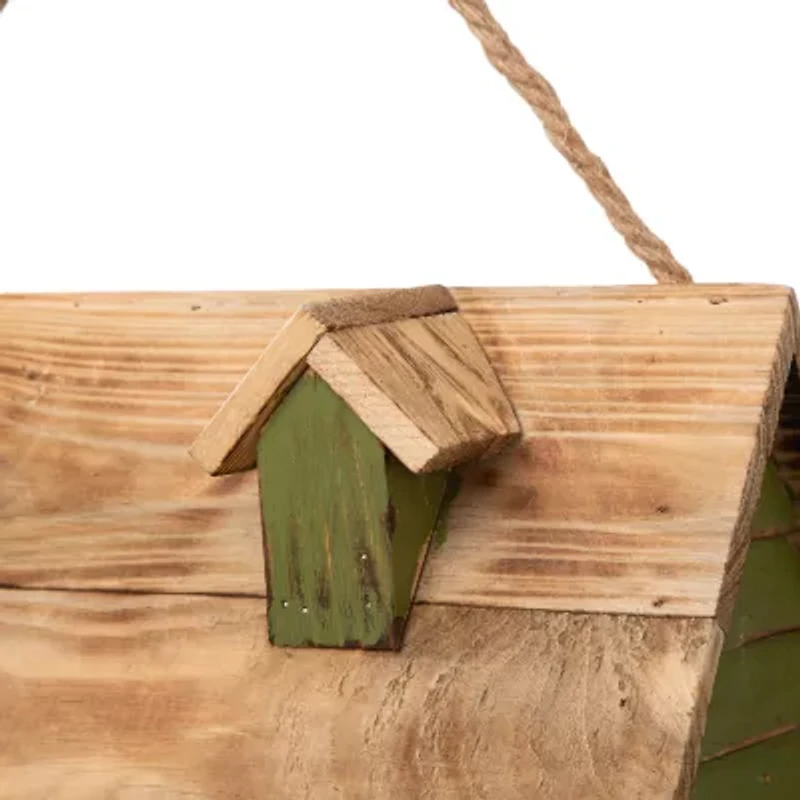 Glitzhome 14.25in Distressed Solid Wood Bird House