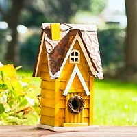Glitzhome 12in Distressed Solid Wood Bird House