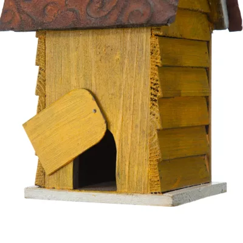 Glitzhome 12in Distressed Solid Wood Bird House