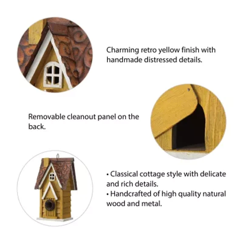 Glitzhome 12in Distressed Solid Wood Bird House