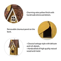 Glitzhome 12in Distressed Solid Wood Bird House