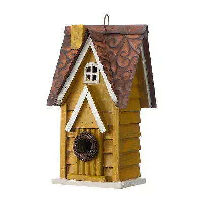 Glitzhome 12in Distressed Solid Wood Bird House