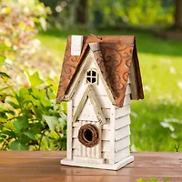 Glitzhome 12in Distressed Solid Wood Bird House