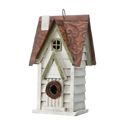 Glitzhome 12in Distressed Solid Wood Bird House