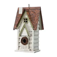 Glitzhome 12in Distressed Solid Wood Bird House