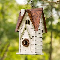 Glitzhome 12in Distressed Solid Wood Bird House