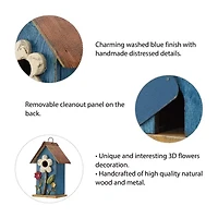 Glitzhome 10.25in Distressed Solid Wood Bird House