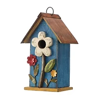 Glitzhome 10.25in Distressed Solid Wood Bird House