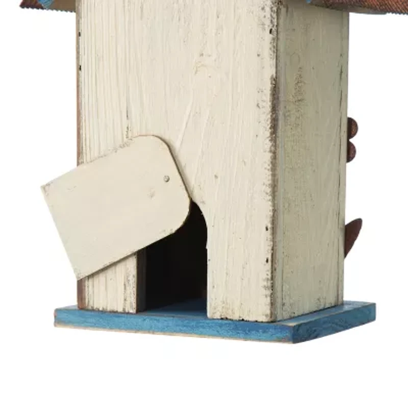Glitzhome 10.25in Distressed Solid Wood Bird House
