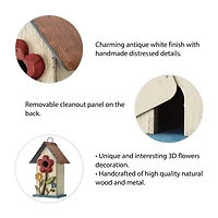 Glitzhome 10.25in Distressed Solid Wood Bird House