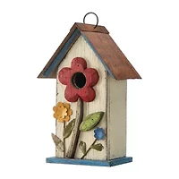 Glitzhome 10.25in Distressed Solid Wood Bird House