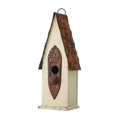 Glitzhome 13.25in Distressed Solid Wood Bird House