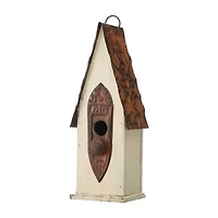 Glitzhome 13.25in Distressed Solid Wood Bird House
