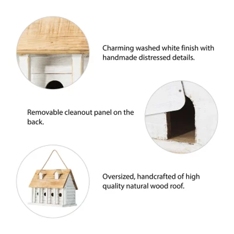 Glitzhome 14.25in Distressed Solid Wood Bird House