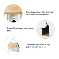 Glitzhome 14.25in Distressed Solid Wood Bird House