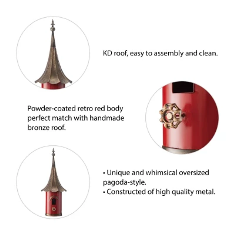 Glitzhome 32in Farmhouse Metal Pagoda Bird House