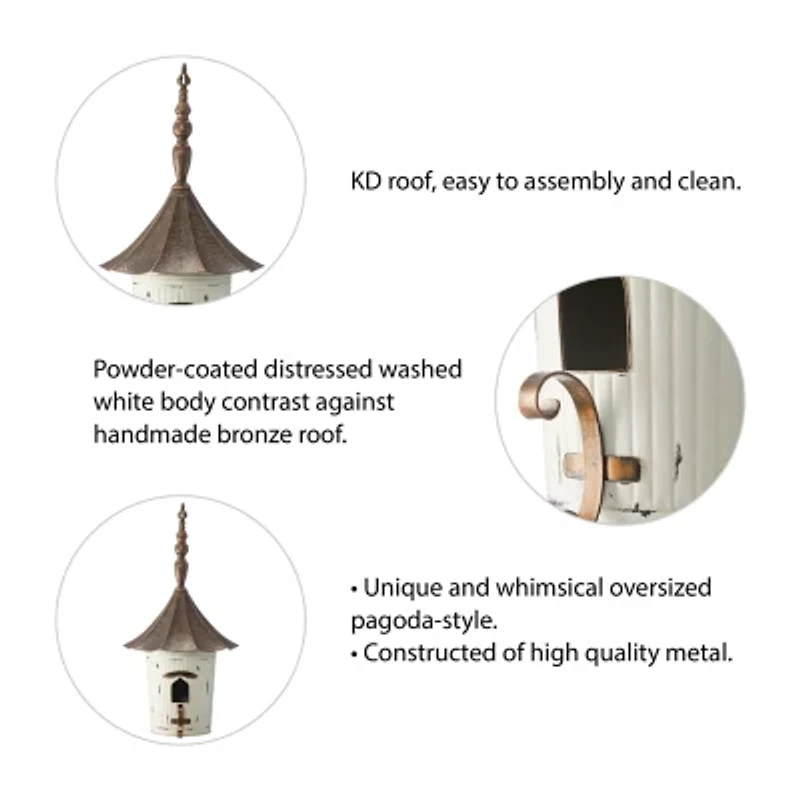 Glitzhome 29.75in Farmhouse Metal Pagoda Bird House