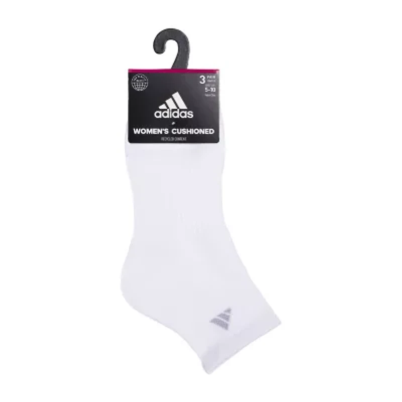 adidas Cushioned Womens 3 Pair Quarter Ankle Socks