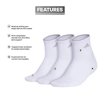 adidas Cushioned Womens 3 Pair Quarter Ankle Socks