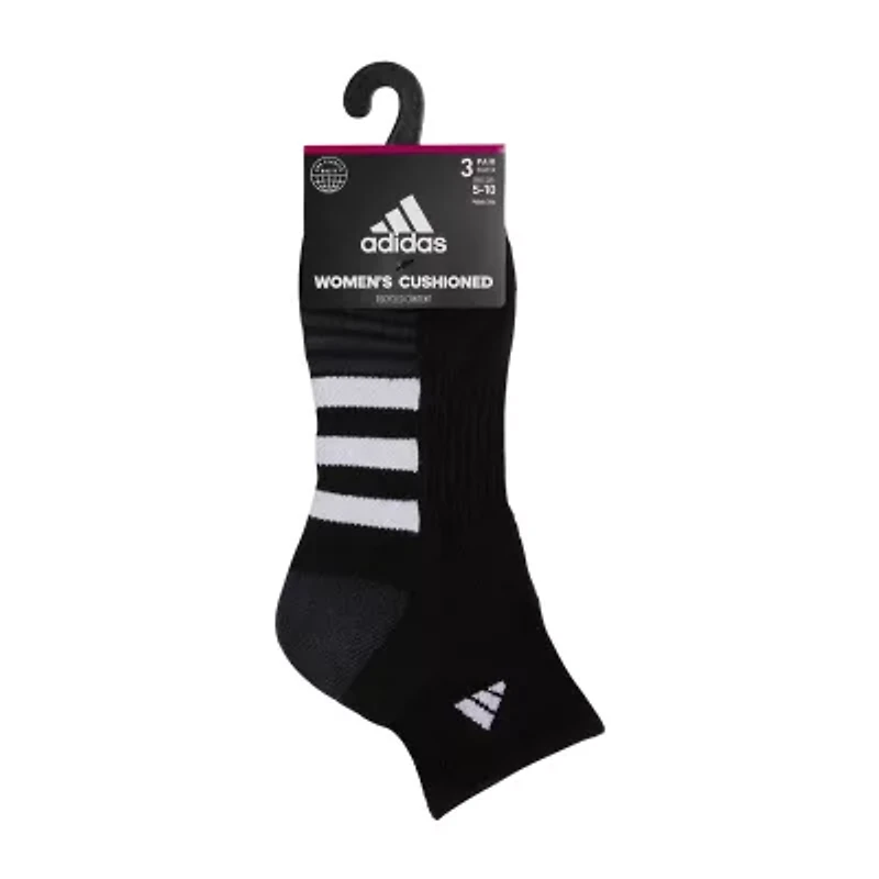 adidas Cushioned Womens 3 Pair Quarter Ankle Socks