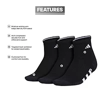 adidas Cushioned Womens 3 Pair Quarter Ankle Socks