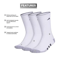 adidas Cushioned Mens 3 Pair Crew Socks
