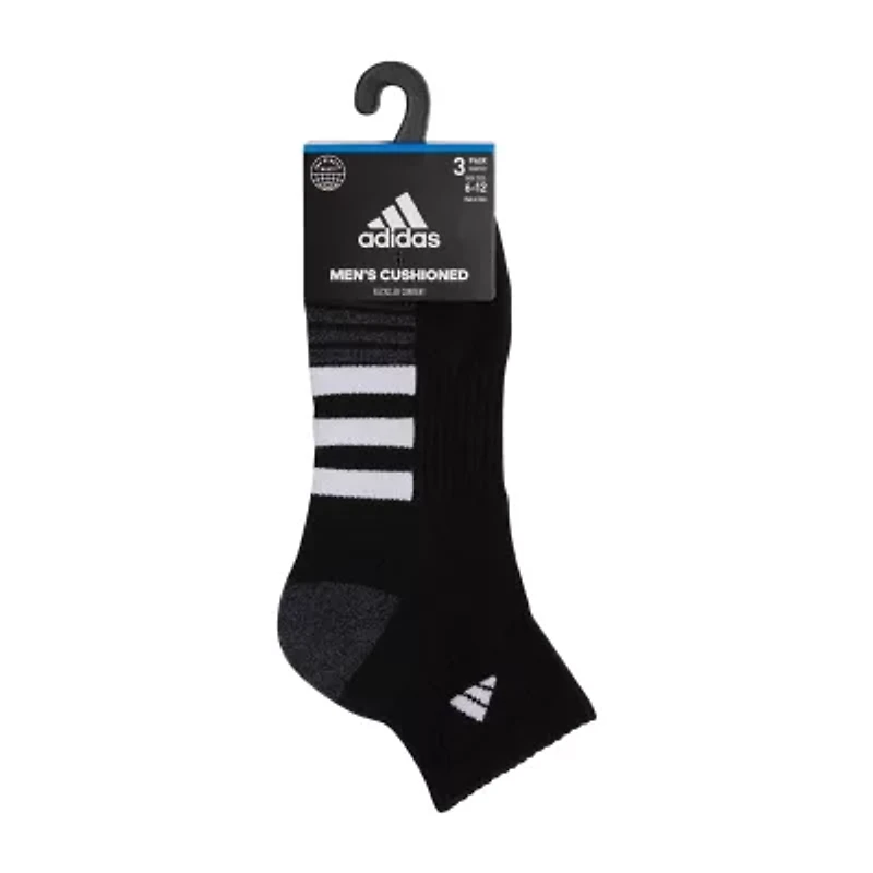 adidas Cushioned Mens 3 Pair Quarter Ankle Socks