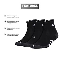 adidas Cushioned Mens 3 Pair Quarter Ankle Socks