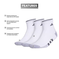 adidas Cushioned Mens 3 Pair Quarter Ankle Socks
