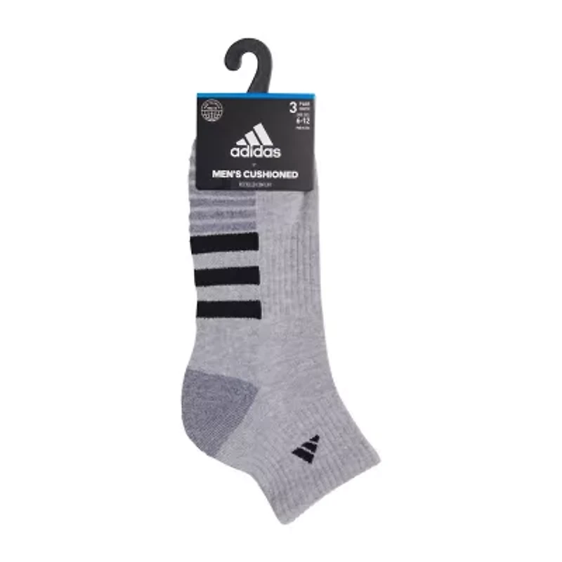 adidas Cushioned Mens 3 Pair Quarter Ankle Socks