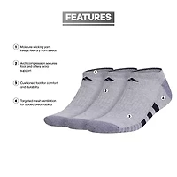 adidas Cushioned Mens 3 Pair No Show Socks