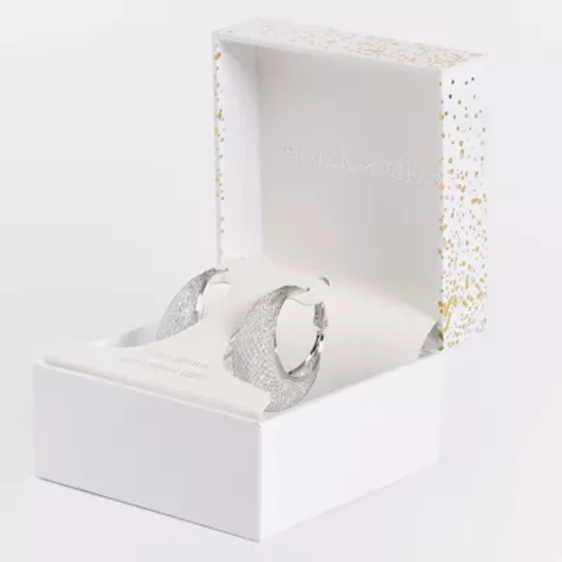 Sparkle Allure Womens Crystal 31.4mm Hoop Earrings