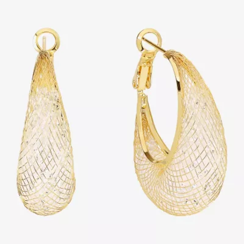 Sparkle Allure Womens Crystal 14K Gold Over Brass 31.4mm Hoop Earrings