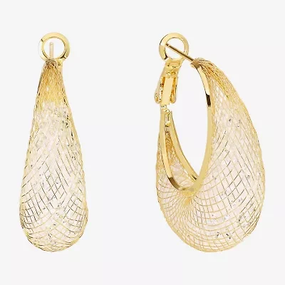 Sparkle Allure Womens Crystal 14K Gold Over Brass 31.4mm Hoop Earrings