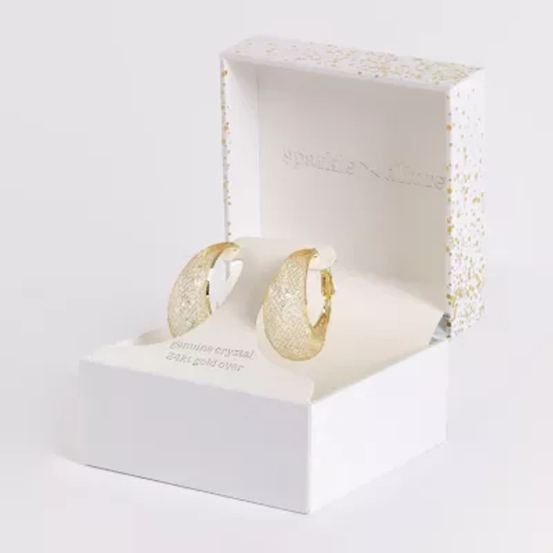 Sparkle Allure Womens Crystal 14K Gold Over Brass 31.4mm Hoop Earrings
