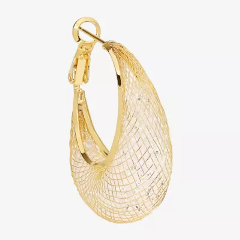 Sparkle Allure Womens Crystal 14K Gold Over Brass 31.4mm Hoop Earrings