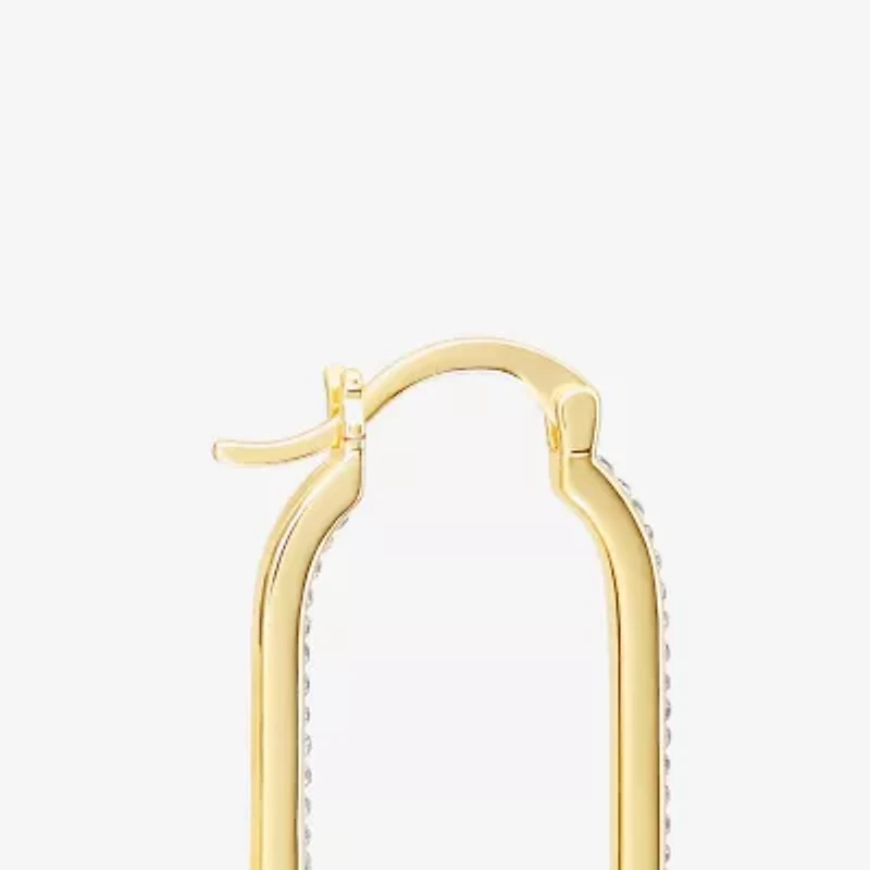 Sparkle Allure Womens Cubic Zirconia 14K Gold Over Brass 37.1mm Hoop Earrings