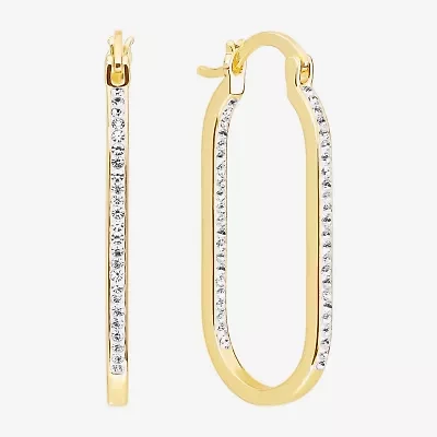 Sparkle Allure Womens Cubic Zirconia 14K Gold Over Brass 37.1mm Hoop Earrings
