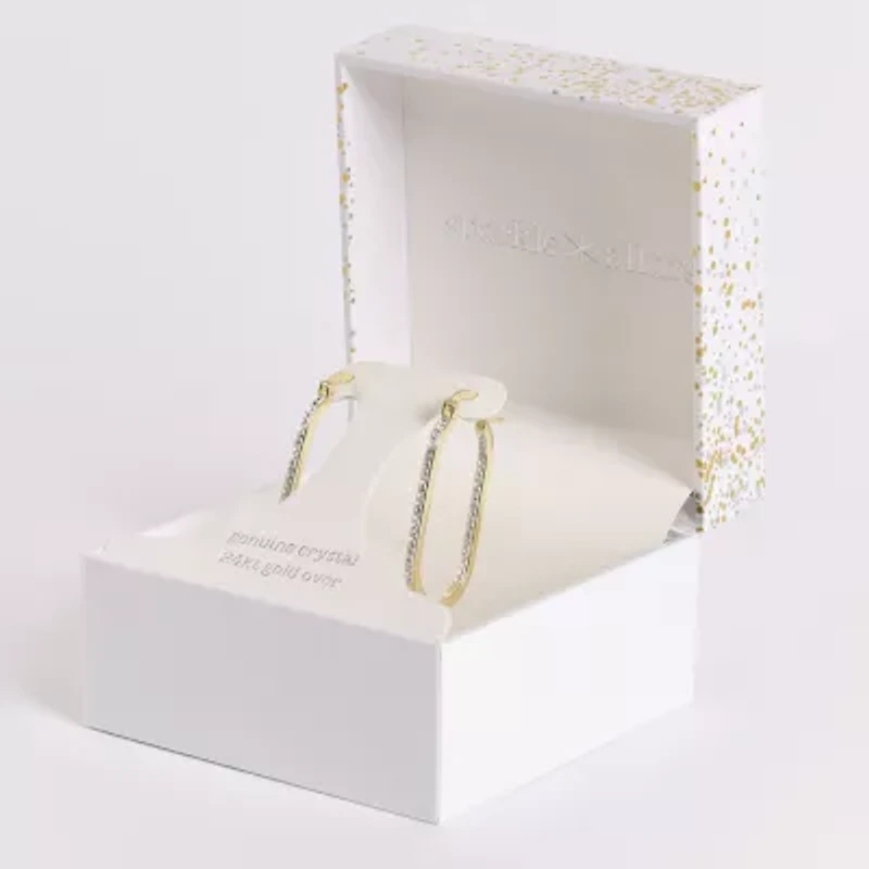 Sparkle Allure Womens Cubic Zirconia 14K Gold Over Brass 37.1mm Hoop Earrings