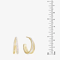 Sparkle Allure Womens Cubic Zirconia 14K Gold Over Brass 25.1mm Hoop Earrings
