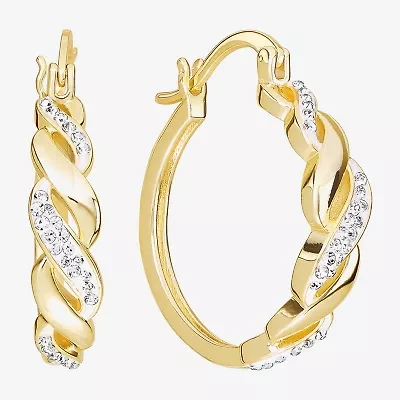 Sparkle Allure Womens Cubic Zirconia 14K Gold Over Brass 28.4mm Hoop Earrings