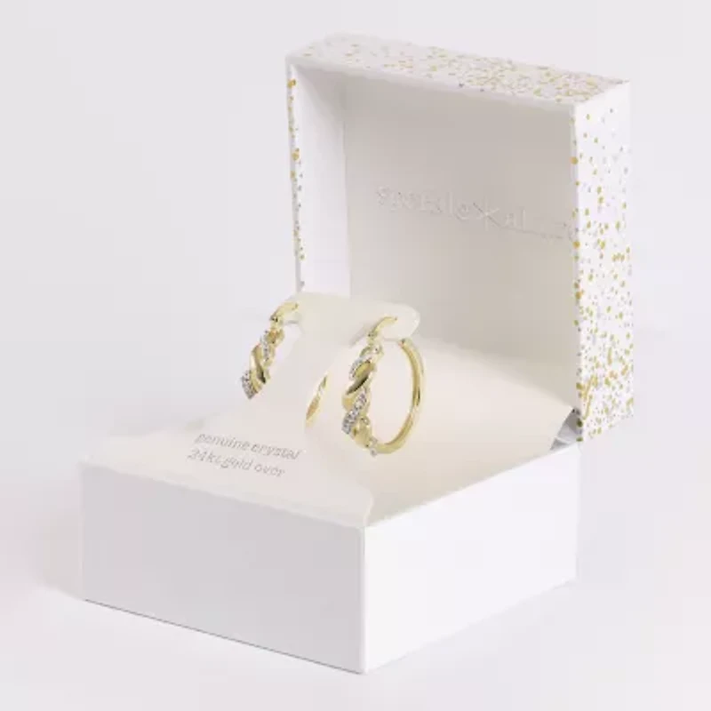 Sparkle Allure Womens Cubic Zirconia 14K Gold Over Brass 28.4mm Hoop Earrings