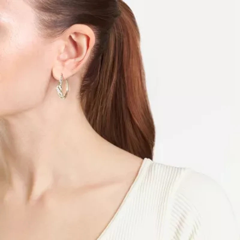 Sparkle Allure Womens Cubic Zirconia 14K Gold Over Brass 28.4mm Hoop Earrings